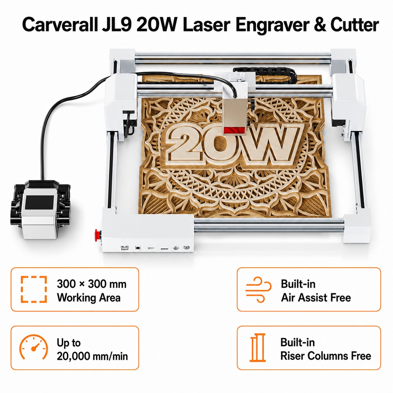 Industrial Laser Tool - Carverall JL9 20W Gravador e Cortador
