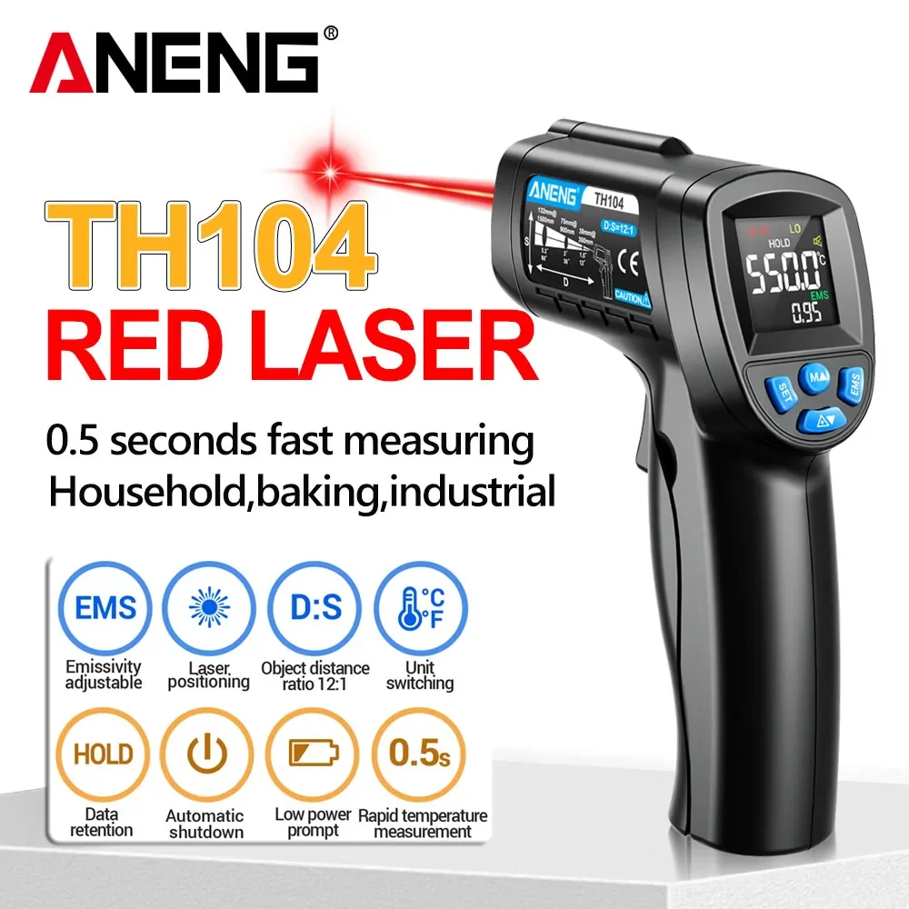 Industrial Laser Thermometer - Termômetro Infravermelho Portátil ANENG TH104 -50~550