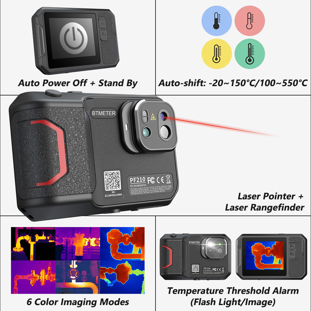 Industrial Laser Tool - Câmera Térmica Portátil 256x192 com Imagem